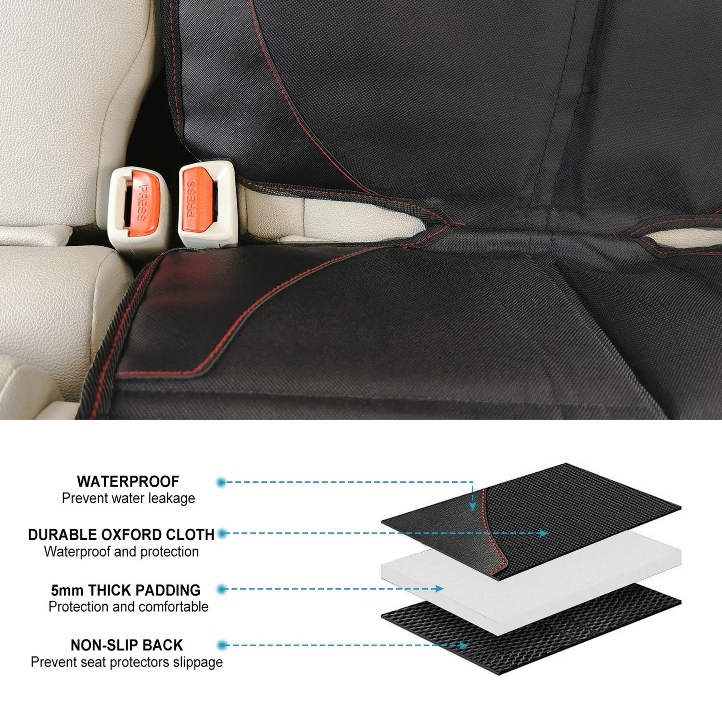 MORROLS Thick Padded Car Seat Protector with Mesh Pockets