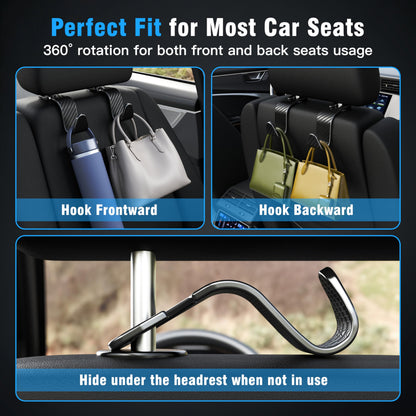 Amooca Car Seat Headrest Hooks 4-Pack – Heavy Duty