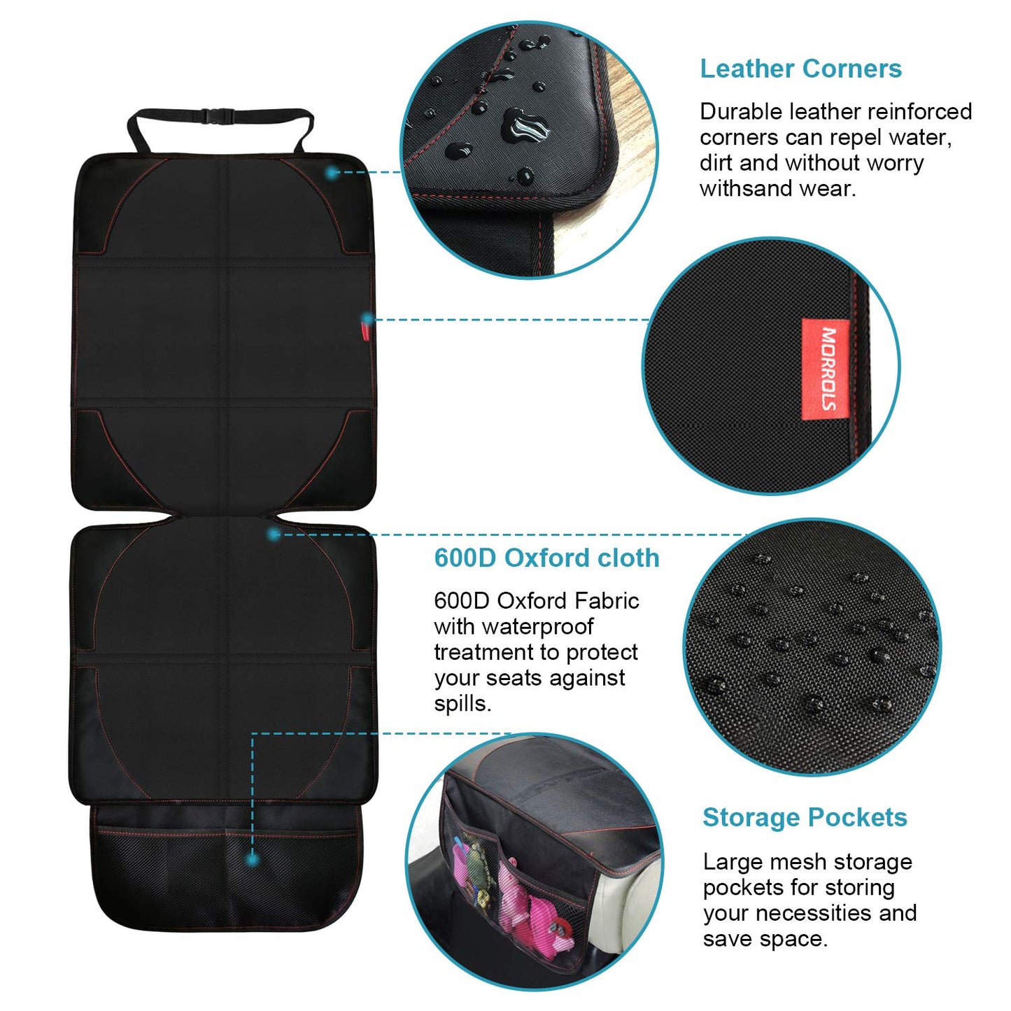 MORROLS Thick Padded Car Seat Protector with Mesh Pockets