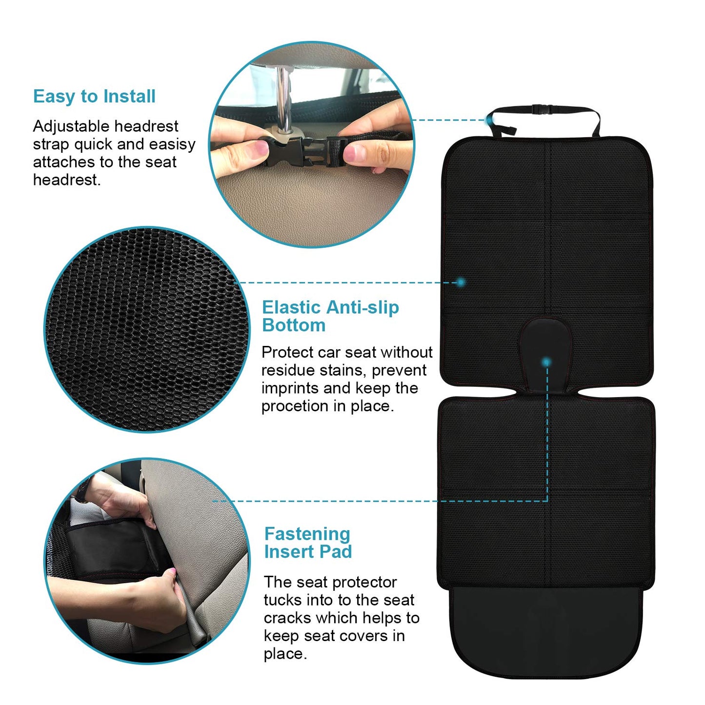 MORROLS Thick Padded Car Seat Protector with Mesh Pockets