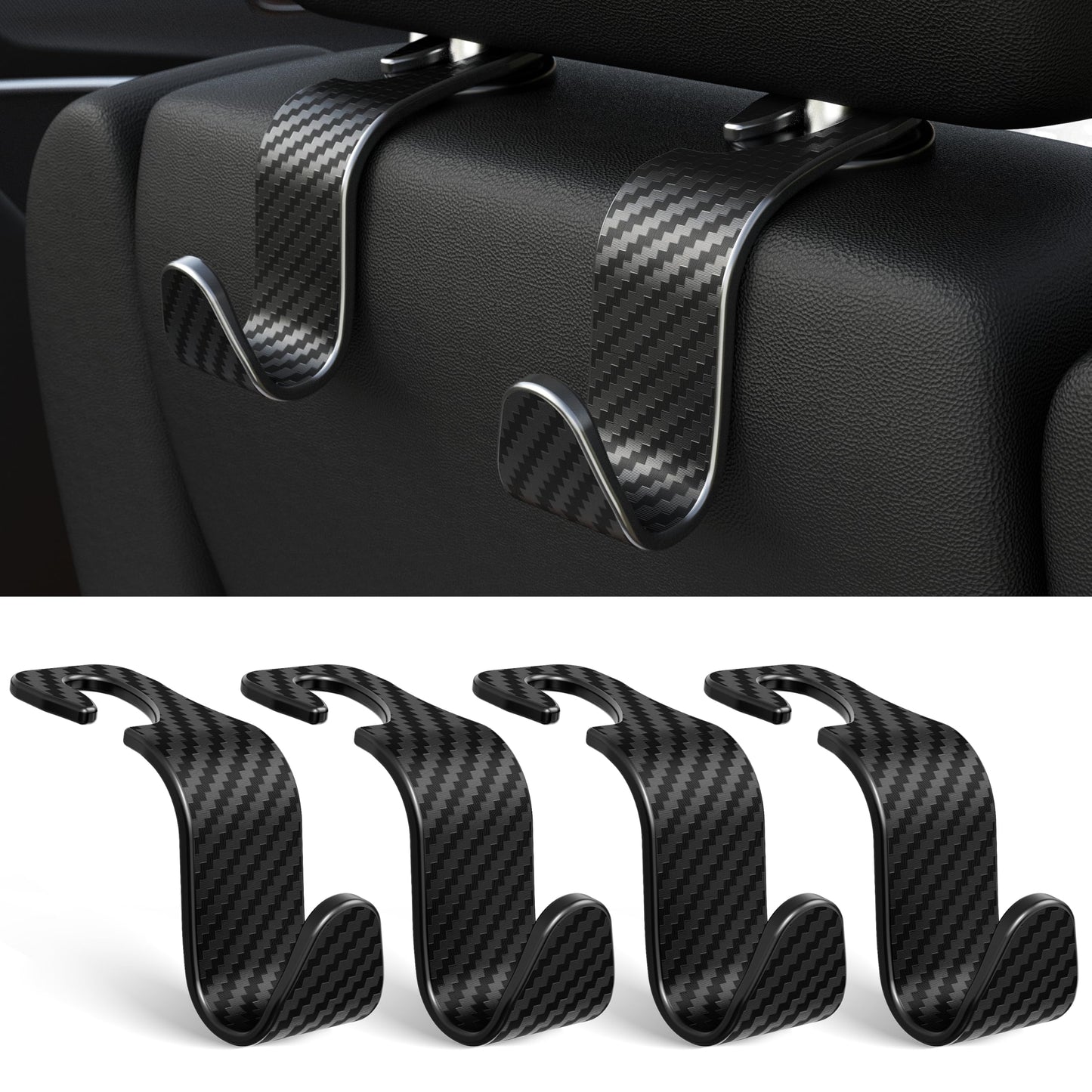 Amooca Car Seat Headrest Hooks 4-Pack – Heavy Duty