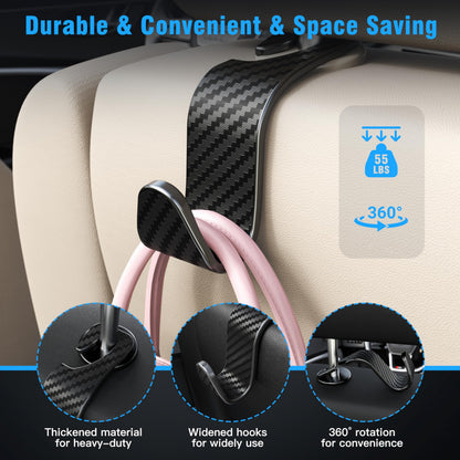 Amooca Car Seat Headrest Hooks 4-Pack – Heavy Duty